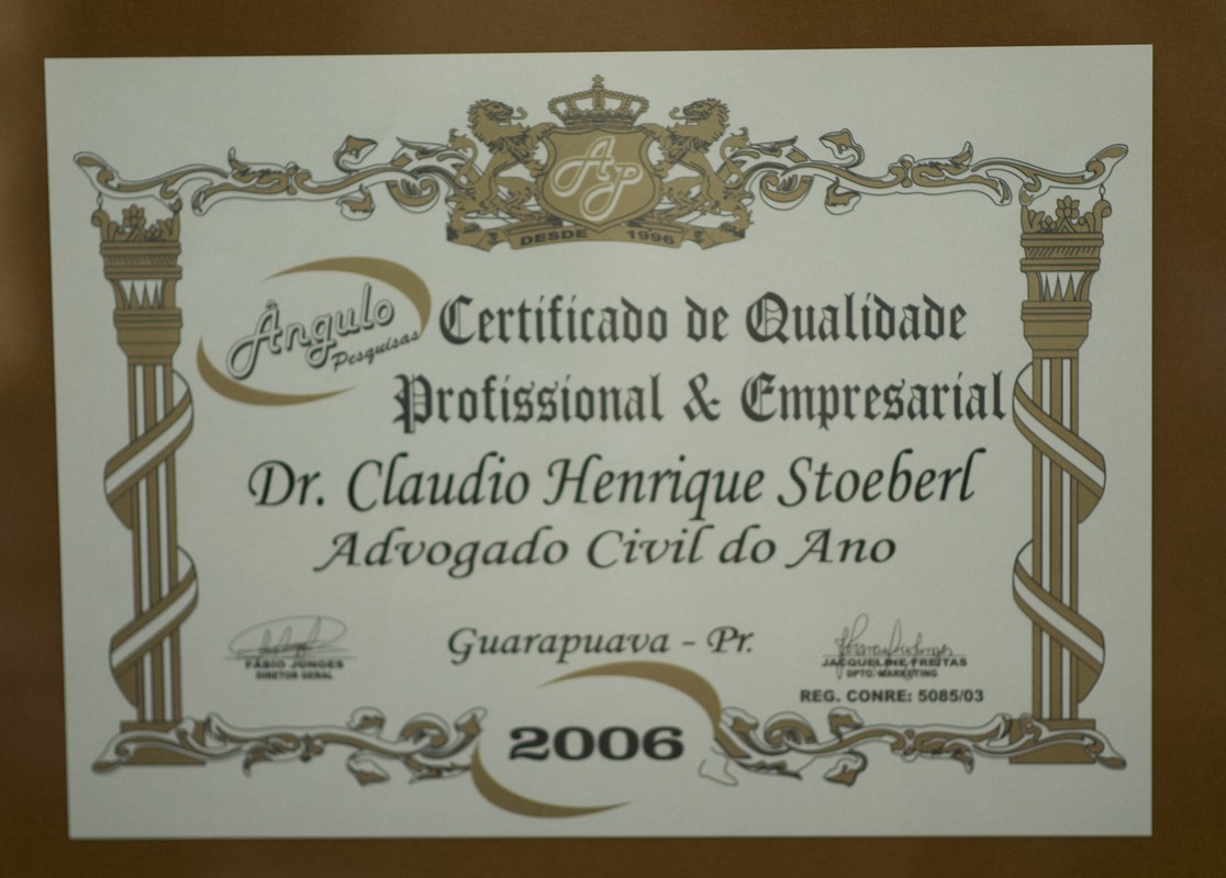 Certificado de Qualidade Profissional e Empresarial