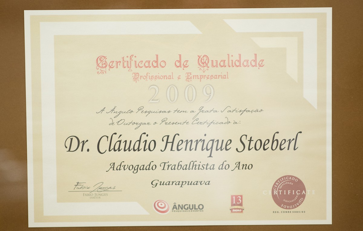 Certificado de Qualidade Profissional e Empresarial