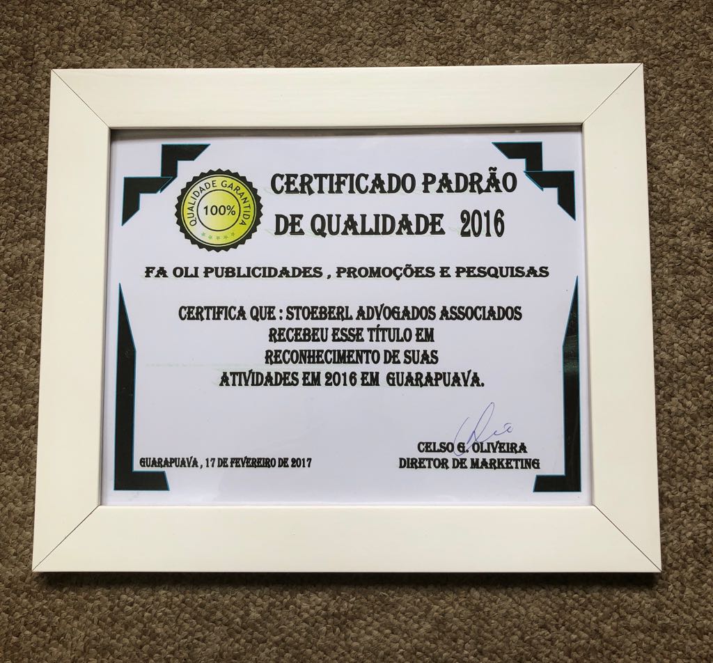 Certificado Padrão de Qualidade