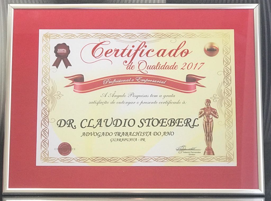 Certificado de Qualidade Profissional e Empresarial